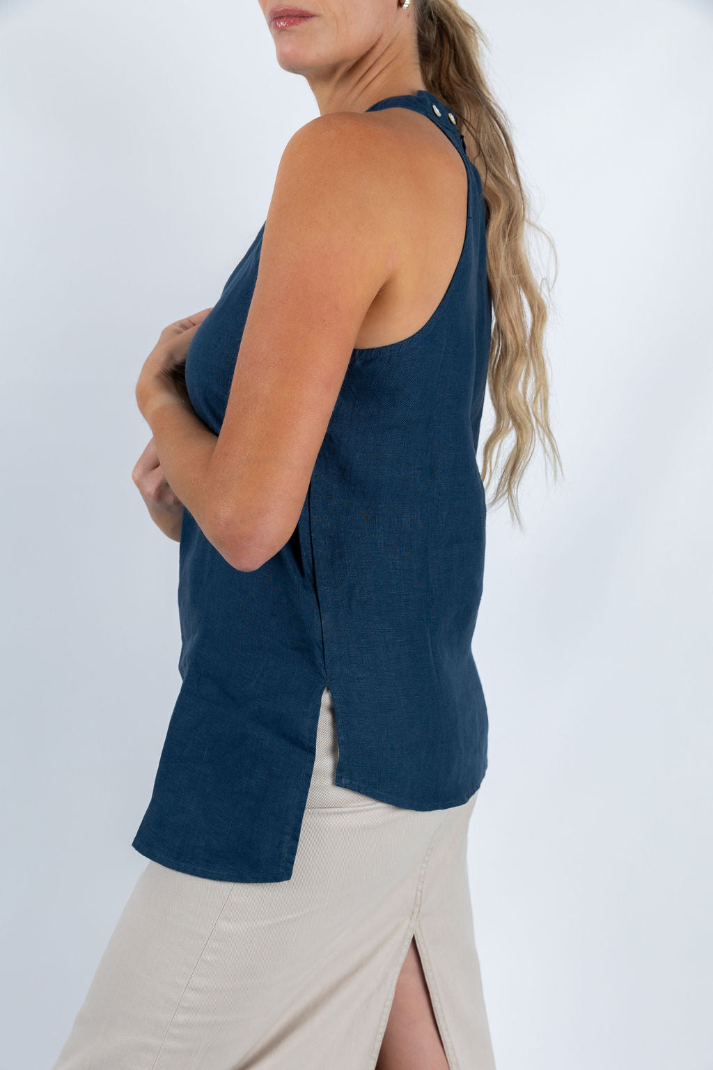 Lagoon Serenity Halter Top in Navy Blue