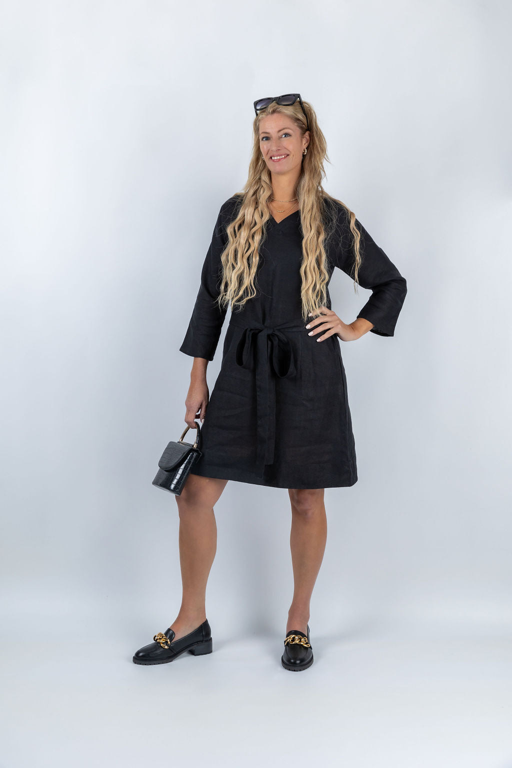 Koru Knot Tie-Up Dress in  Black