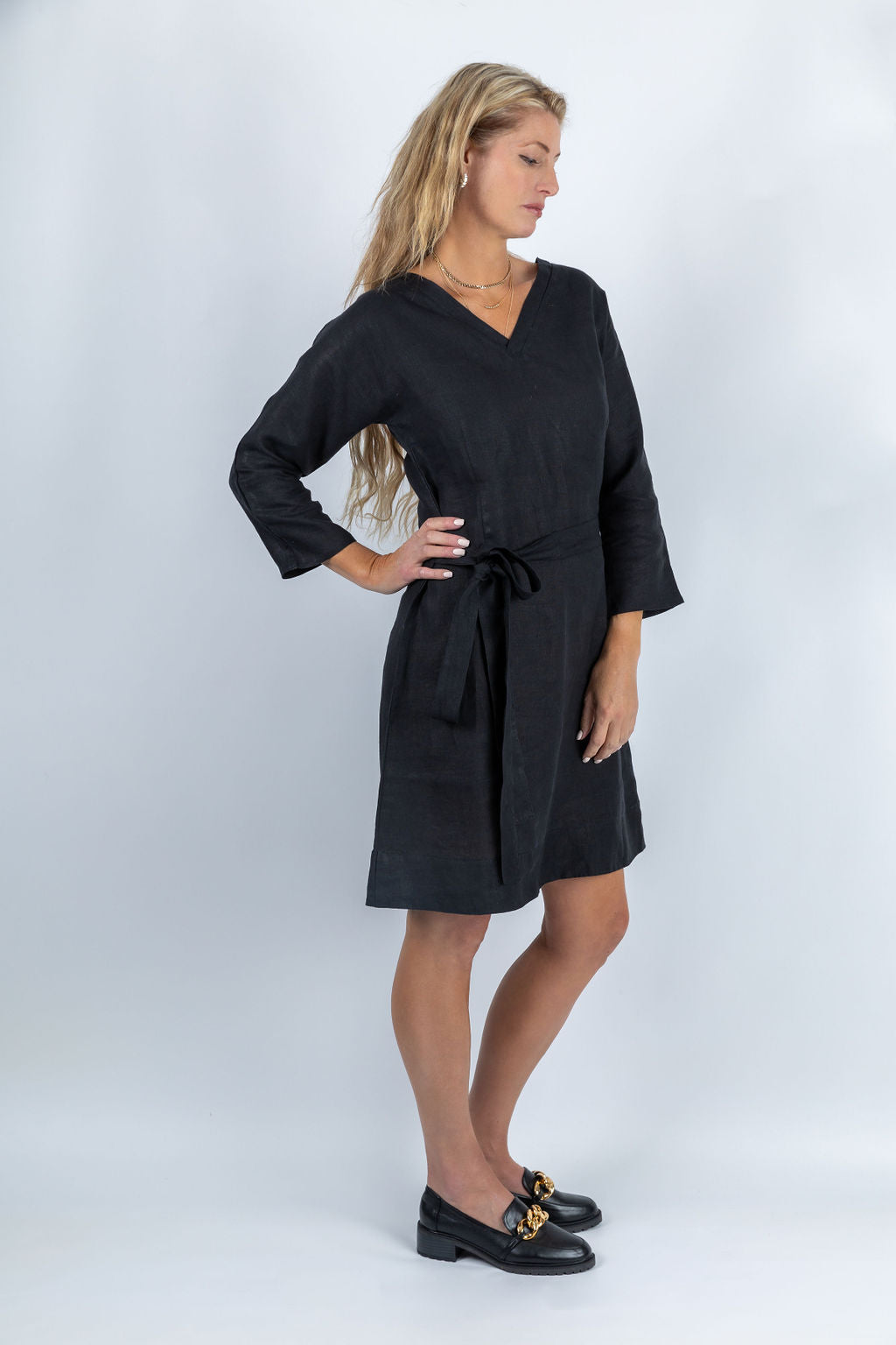 Koru Knot Tie-Up Dress in  Black