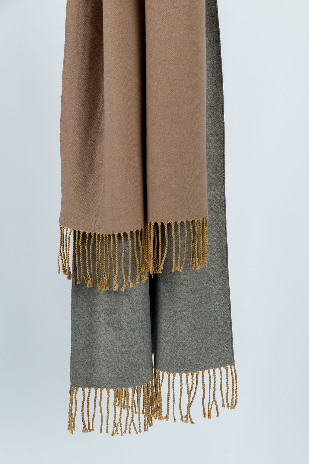 Luxurious Cashmere Shawl in Grey and Brown