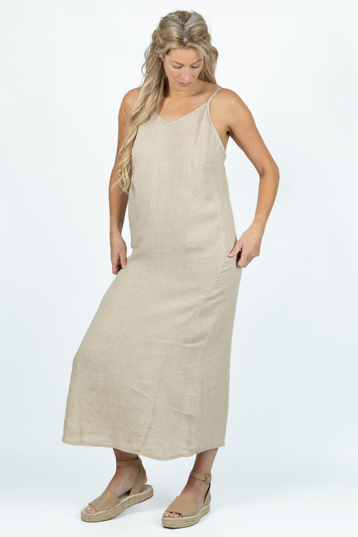 Golden Sands Linen Long Dress