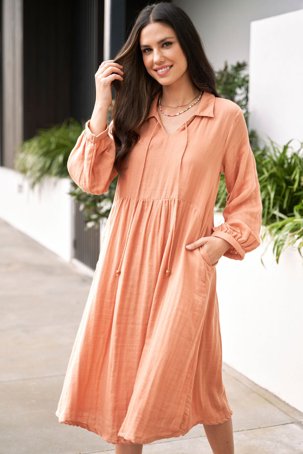 Dusty Peach Cotton Dress