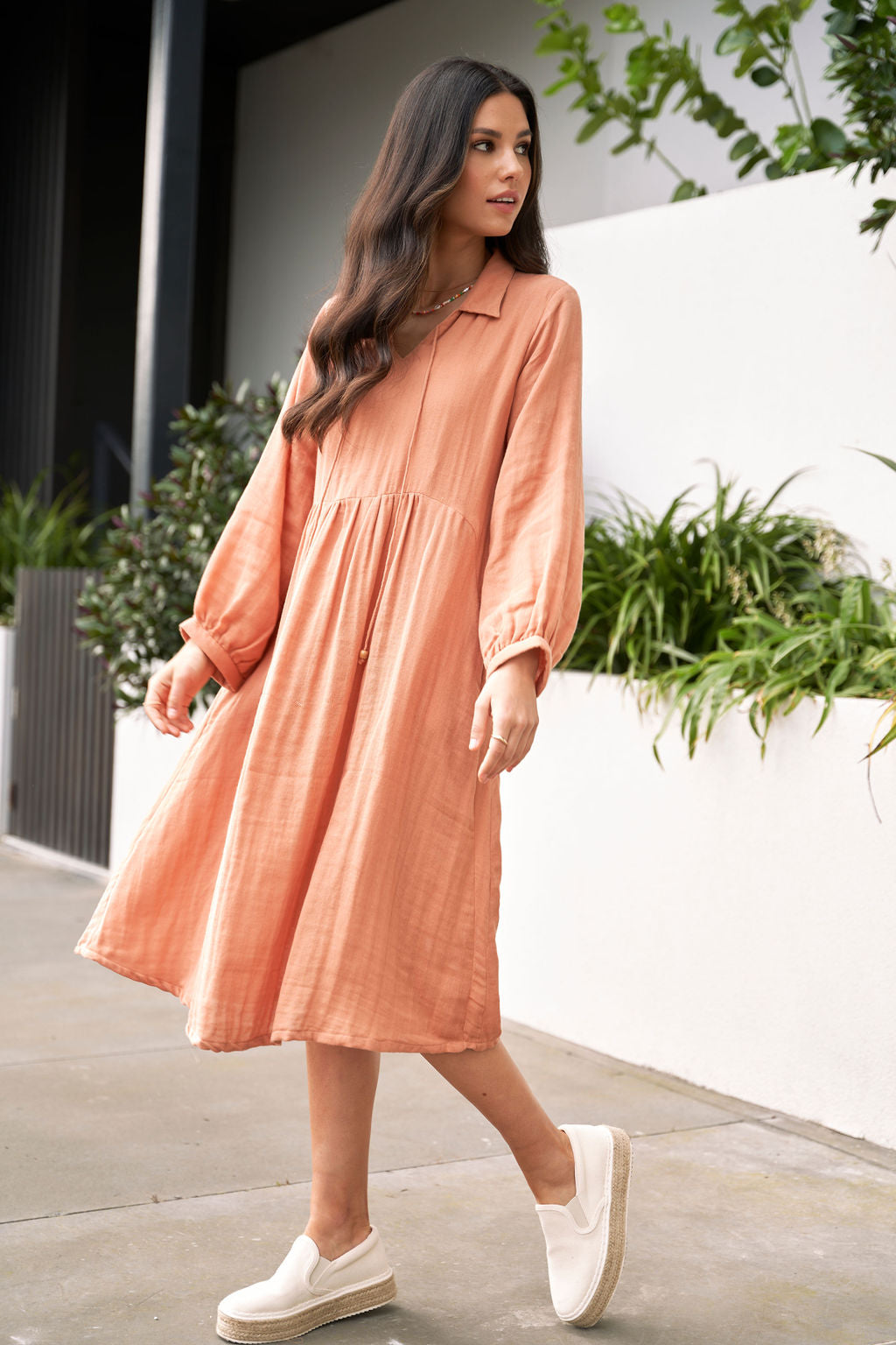 Dusty Peach Cotton Dress