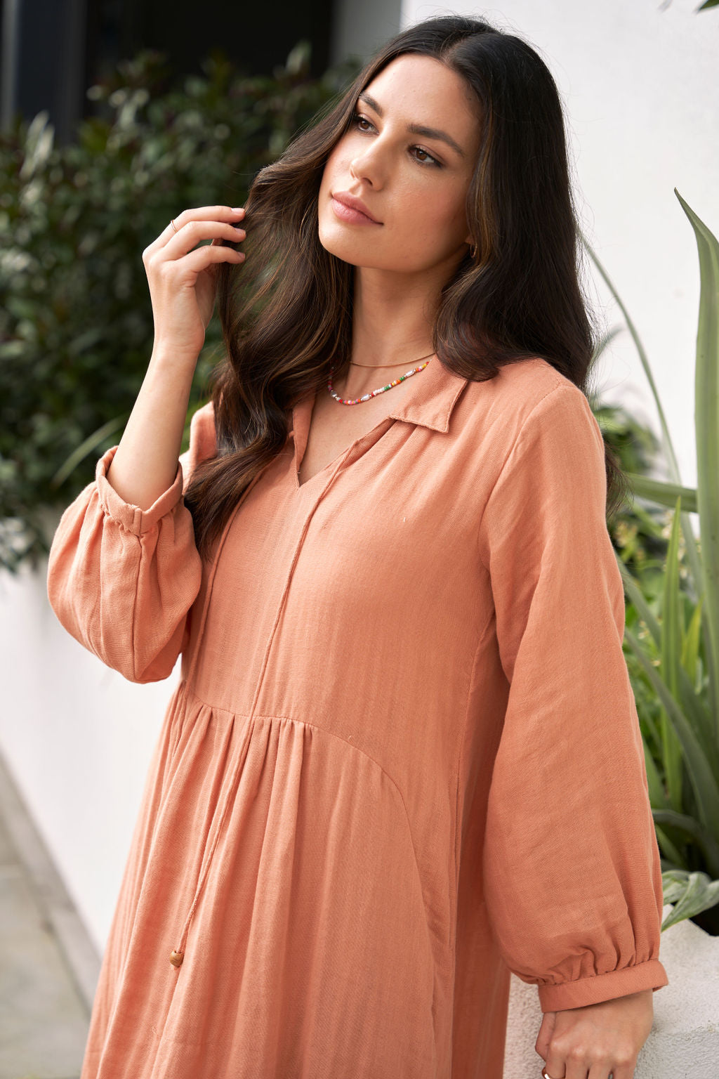 Dusty Peach Cotton Dress